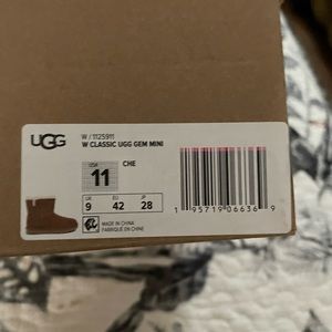 New in box. Ugg classic mini gem boots. Woman’s size 11